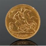 George V half sovereign, 1910, St George and the D