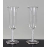 Pair of mid 18th Century ale or ratafia glasses, w