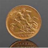 Edward VII half sovereign, 1909, St George and the