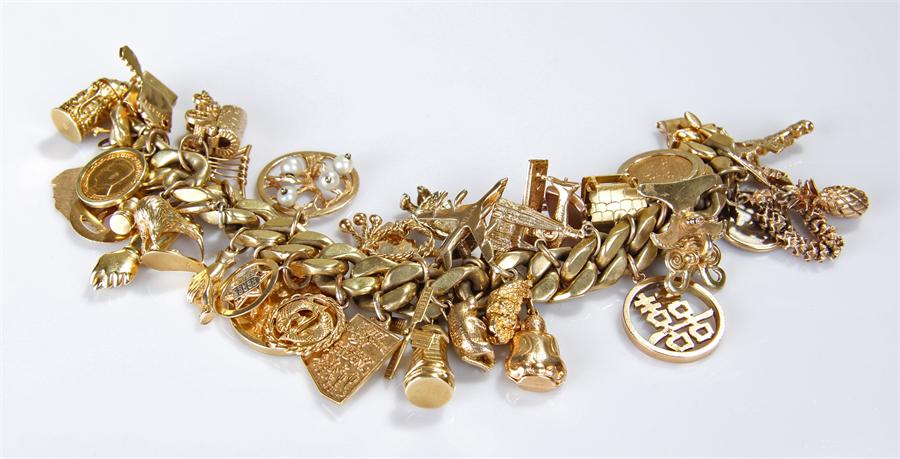 Heavy gold charm bracelet, the 18 carat gold chain - Image 2 of 2