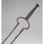 Pair of George III steel ember tongs, knob to the