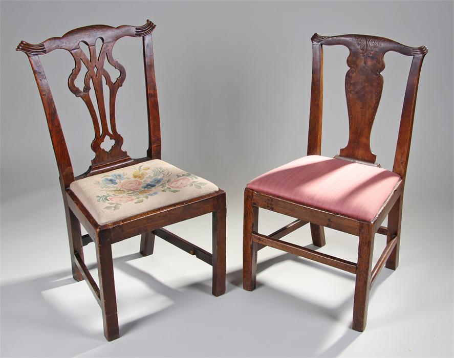 George II mahogany single dining chair, with acant