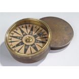 19th Century brass cased dry card compass, the cir