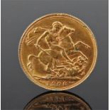 Edward VII sovereign, 1908, St George and the Drag