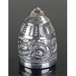 Japanese sterling silver pepper, the dome body wit