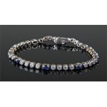 18 carat white gold diamond and sapphire bracelet,