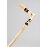 George III whale bone walking stick, marine ivory