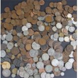 Collection of coins, mainly copper, some silver to