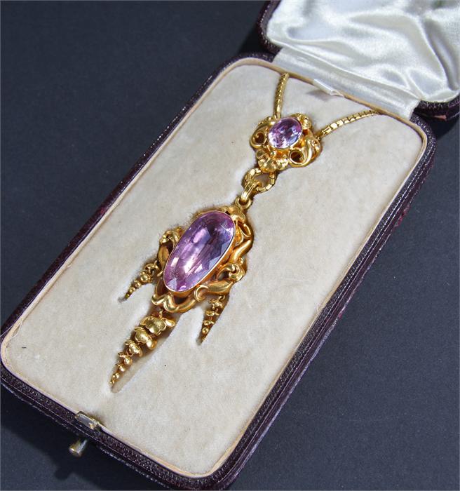 Large Victorian topaz and gold necklace, the close - Image 2 of 2