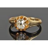 18 carat gold diamond set ring, the central approx