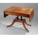 Regency rosewood and satinwood banded sofa table,