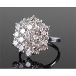 18 carat white gold diamond set cluster ring, set