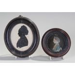 19th Century wax miniature, of a lady, together wi