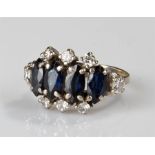 18 carat white gold sapphire and diamond ring, wit