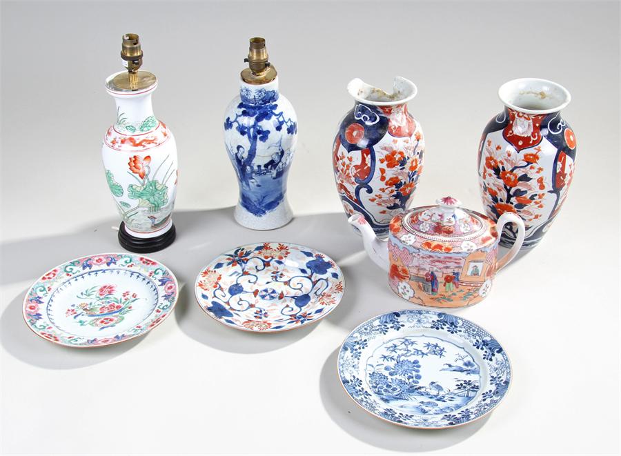 Mixed Oriental ceramics, to include two Imari vase