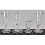 Four 19th Century jelly glasses, a pair with spira