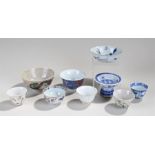 Nine Oriental bowls, 18th to 20th Century, various