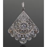 Platinum and diamond pendant, the fan shaped penda