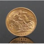 George V half sovereign, 1914, St George and the D