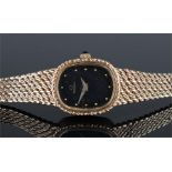 Omega ladies 9 carat gold wristwatch, the black di