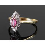 18 carat gold diamond and ruby ring, the naivete s