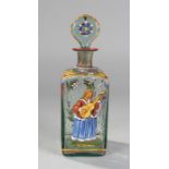 19th Century glass and enamelled decanter, the sto