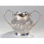 19th Century Indian silver sugar basin, with snake