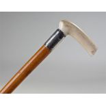 Early 20th Century ivory topped walking stick, the