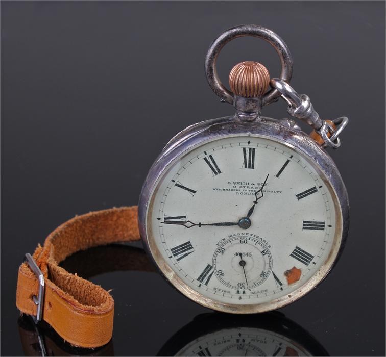 Smith & Sons silver openface pocket watch, the signed white enamel dial with subsidiary seconds