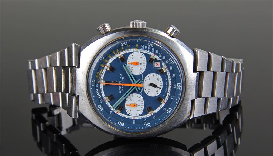 Breitling  Geneve TransOcean gentleman's stainless steel wristwatch, 1970's, the two piece cushion