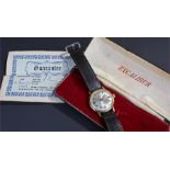 Excalibur gold plated gentleman's wristwatch, silvered dial with baton hours, manual wind, case 32mm