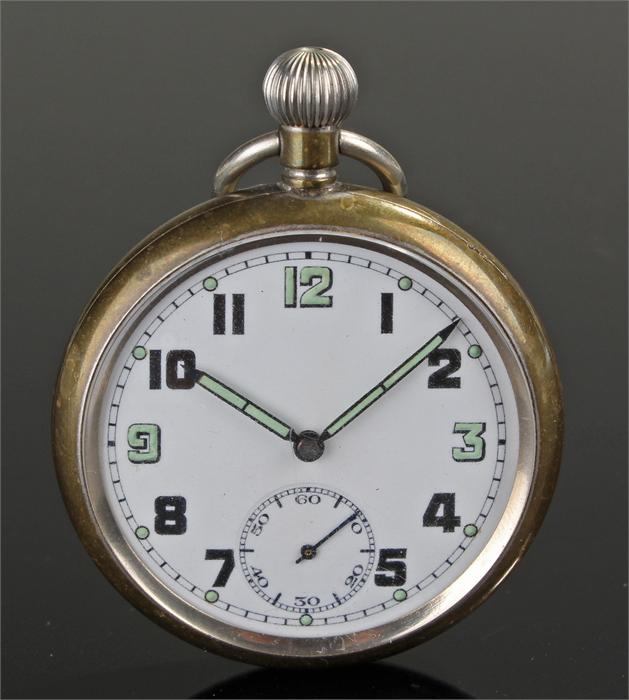 World War II military pocket watch, GS/TP ^ S 045805, the white enamel dial, green luminous 3, 6, 9, - Image 2 of 2