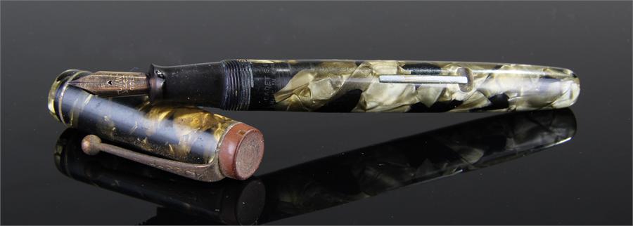 Summit fountain pen,green and black marble effect, 14 carat gold nib