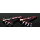 Osmiroid 65 and 75 italic fountain pens, dark red