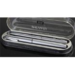 Sheaffer pen set, to include a stainless steel fountain pen and a ball point pen, cased