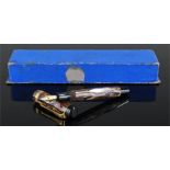 Ladies fountain pen in brown marble effect with a 18 carat gold nib, in box