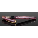 Conway Stewart fountain pen, red marble effect, 14 carat gold nib