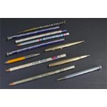 Lob lot of mixed pencils to include two long life gold plated pencil, together with coronation and