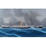 Goache painting of RMS Orontes 81 x 56 cms excluding frame