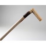 Early 19th Century whale bone walking stick, with baleen collar, 88cm high