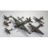 Collection of World War II scratch built model aeroplanes, to include two Wellington's, Mosquito,