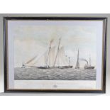 The Schooner Yacht Gloriana, printed by Day & Son, 45cm x 35cm excluding mount and frame