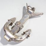 Stockless model anchor, Silver plate on brass 20cms long
