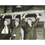 Wernher von Braun’s science team celebrates the success of Explorer1 and the discovery of the Van