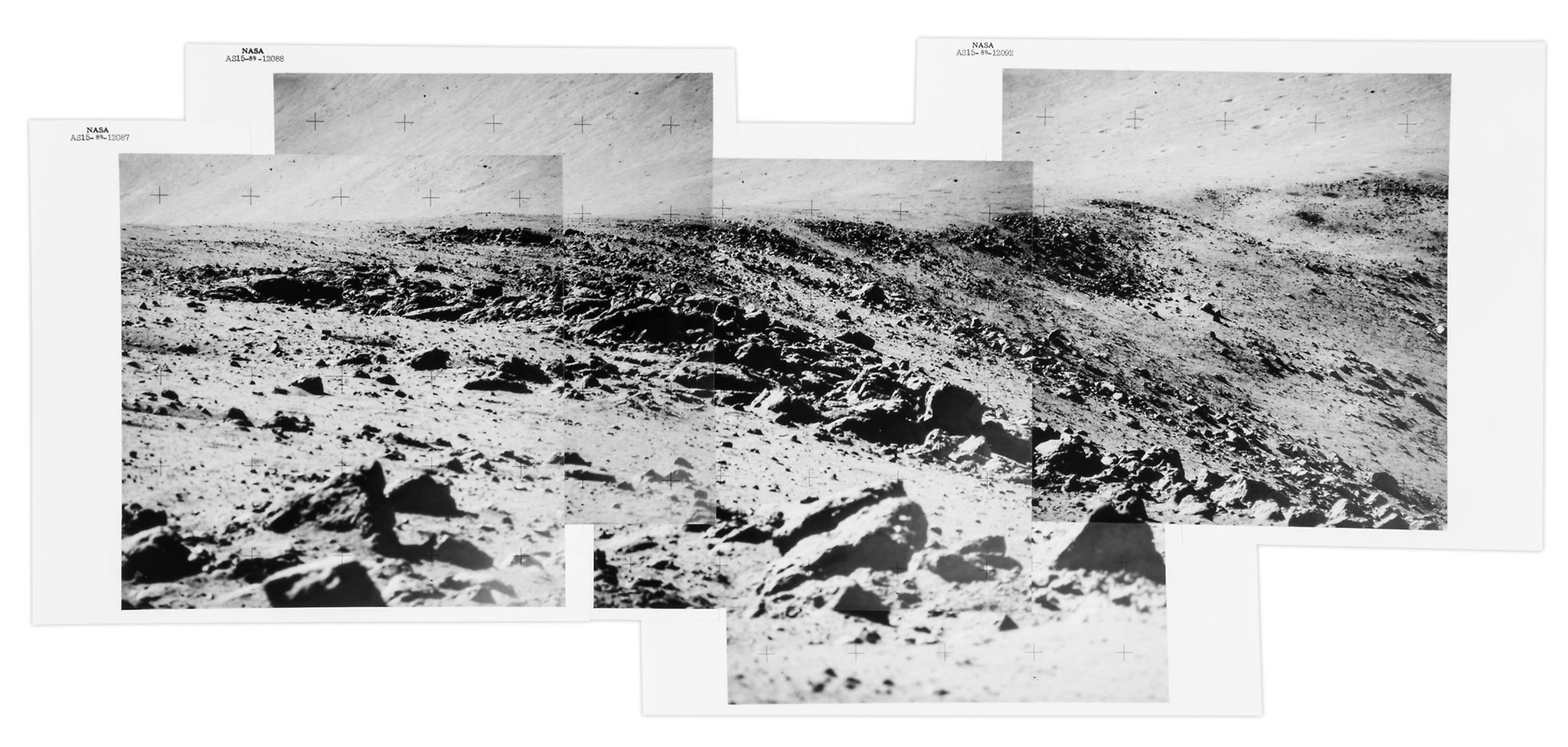 Telephoto panorama of Hadley Rille’s East Wall below Mount Hadley Delta Telephoto panorama of Hadley
