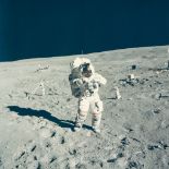 Charles Duke - John Young at the Descartes landing site, EVA 1, Apollo 16, April 1972 Vintage