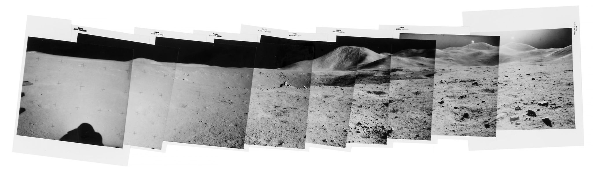 James Irwin - Panorama at Dune Crater, station 4, EVA 2, Apollo 15, August 1971 Mosaic of nine
