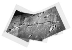 Telephoto panorama of Ariadaeus Rille, Apollo 10, May 1969. Mosaic of four vintage gelatin silver