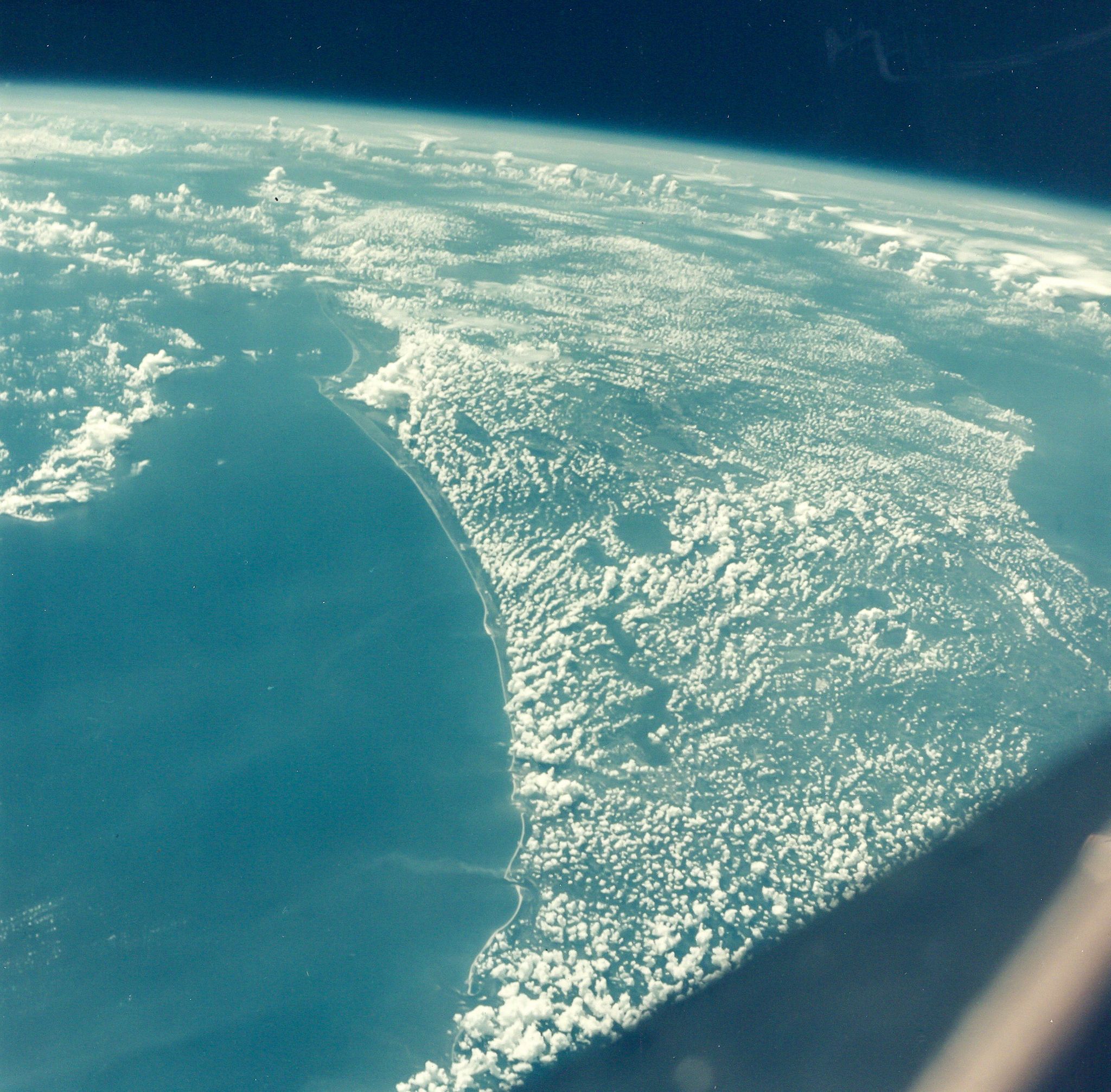 Florida and Cape Kennedy seen during different orbits, Gemini 5, August 1965 Three vintage