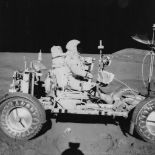 James Irwin - David Scott in the Lunar Rover, EVA 1, Apollo 15, August 1971 Vintage gelatin silver